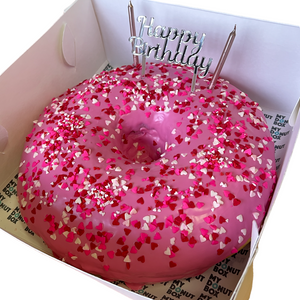 Giant Pink Strawberry Donut Cake