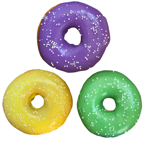 MARDI GRAS DONUT RINGS 6 PACK